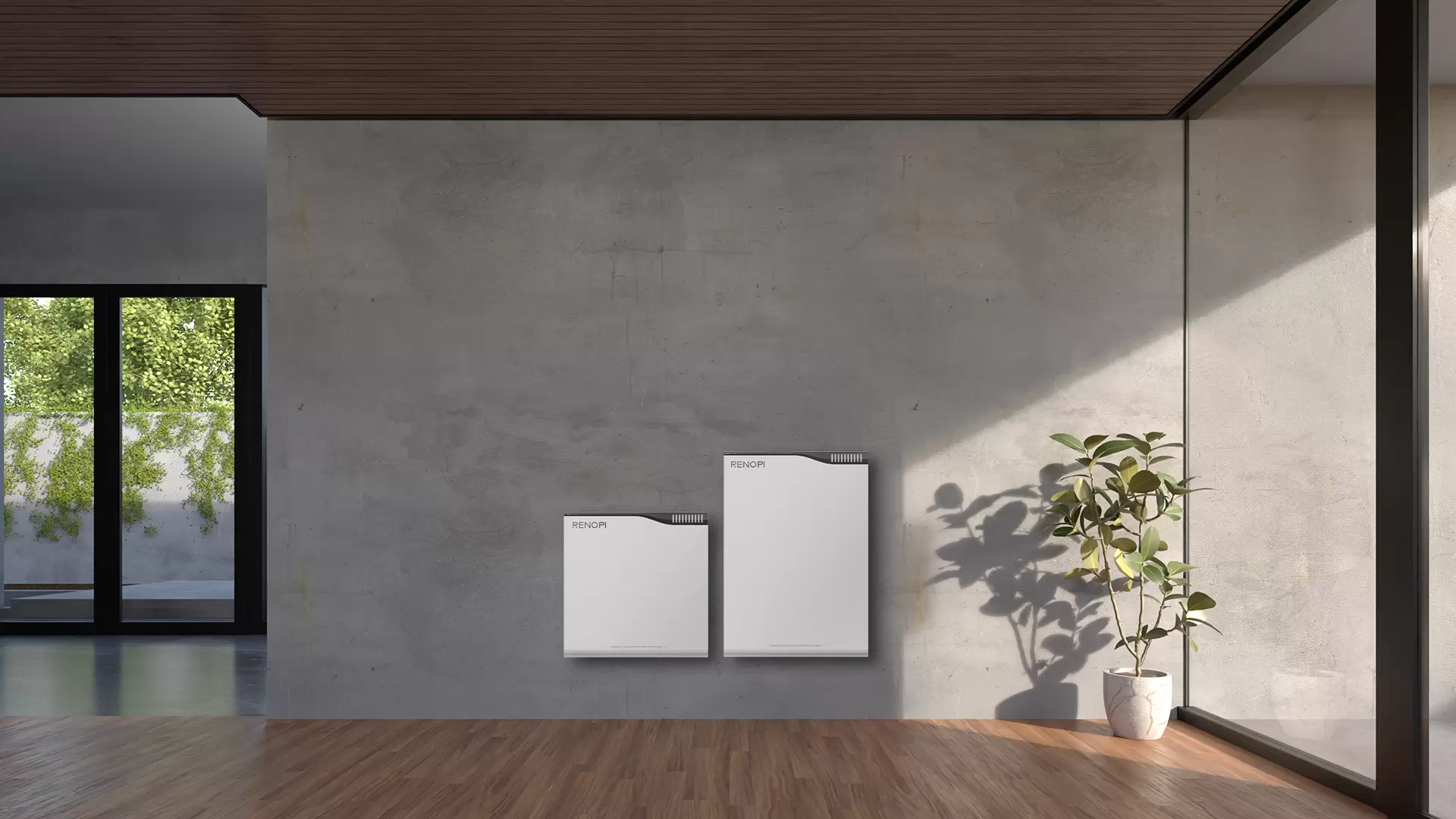 Aan de muur gemonteerd energieopslagsysteem